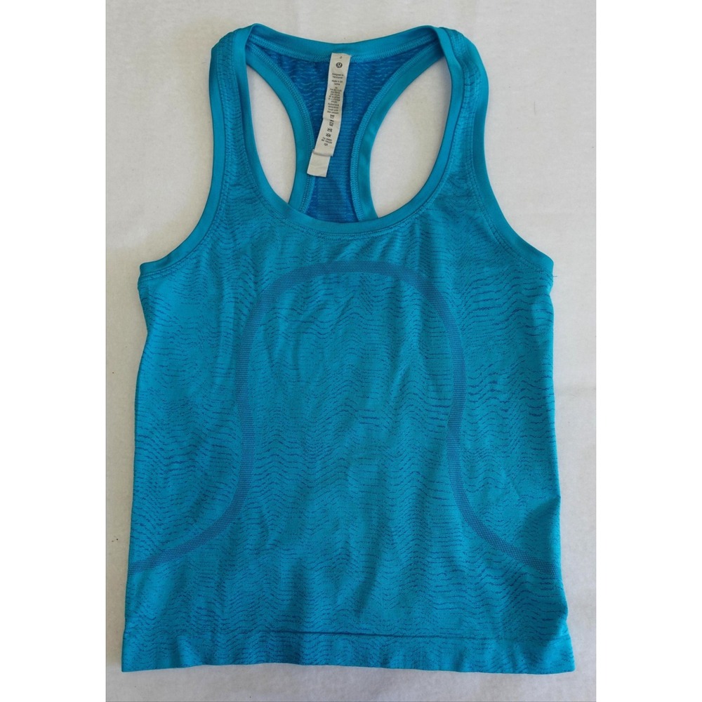 Lululemon Swiftly Tech Racerback Tank Top Womens 2 Blue Seamless Athletic Yoga
